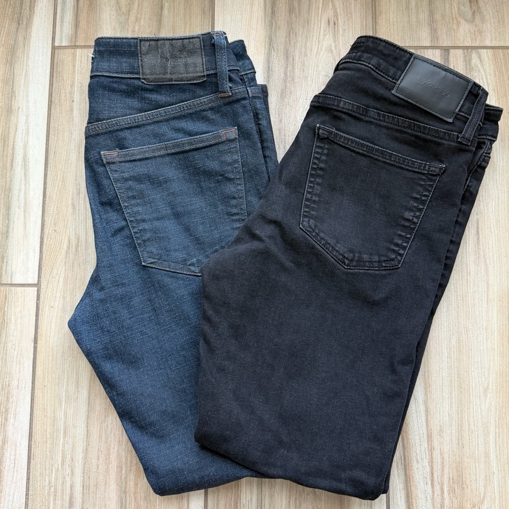 Express Men's Slim Jeans in Black and Dark Blue